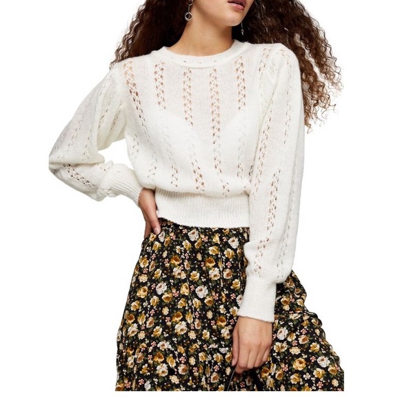 (NWT) TOPSHOP Idol pretty pointelle sweater ivory (NWT) TOPSHOP Idol pretty pointelle sweater ivory